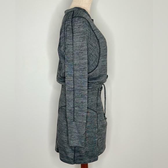 Athleta Long Sleeve Sweatshirt Dress Drawstring Waist Heathered Gray Size Medium - Picture 4 of 8